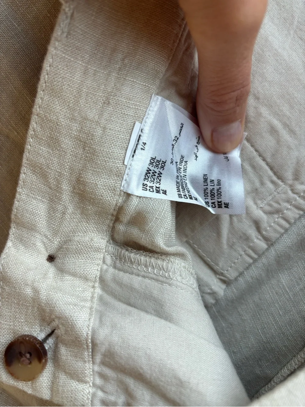 Club Room Men's Cream Straight-Leg Linen Pants size 32x30 in Natural Khaki